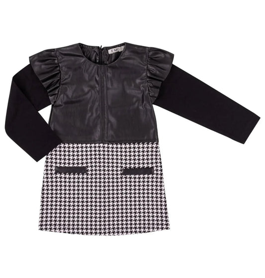 EMC - Girl's Eco Leather And Houndstooth Dress - Rack Hunt