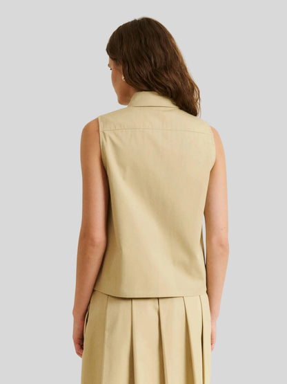 Elena Sleeveless Button Down Top