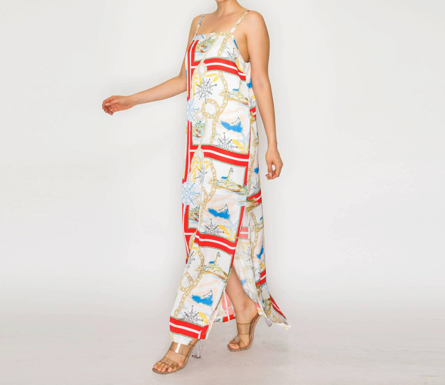 Atlantic Satin Scarf Midi Dress