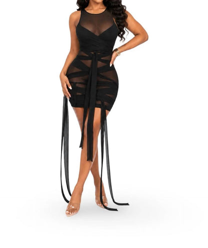 Make A Wish - Sleeveless Sheer Self Tie Cover Up Dress