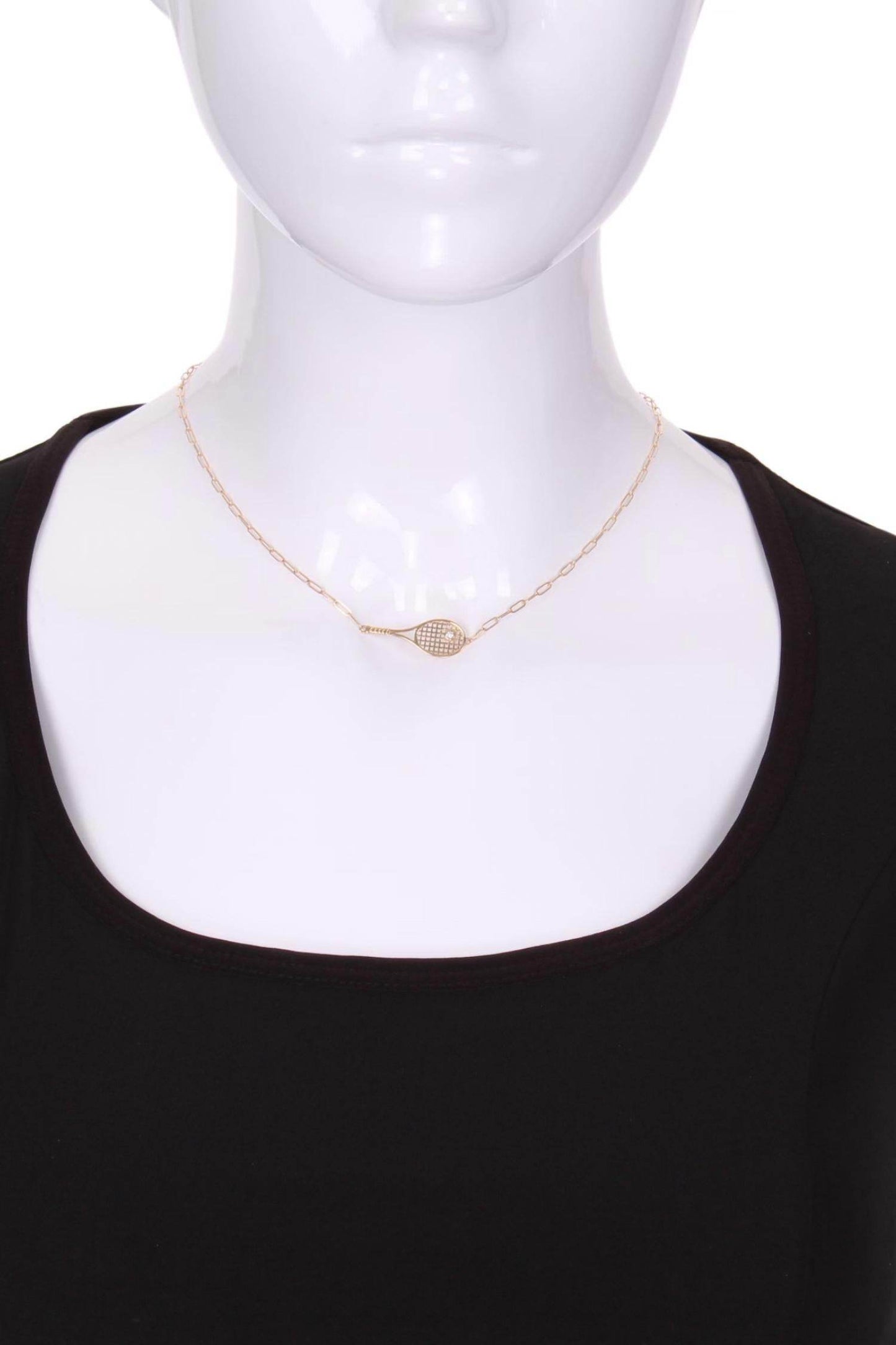 Love Love Tennis - Women's Gold Racket + Diamond Ball Necklace - Rack Hunt
