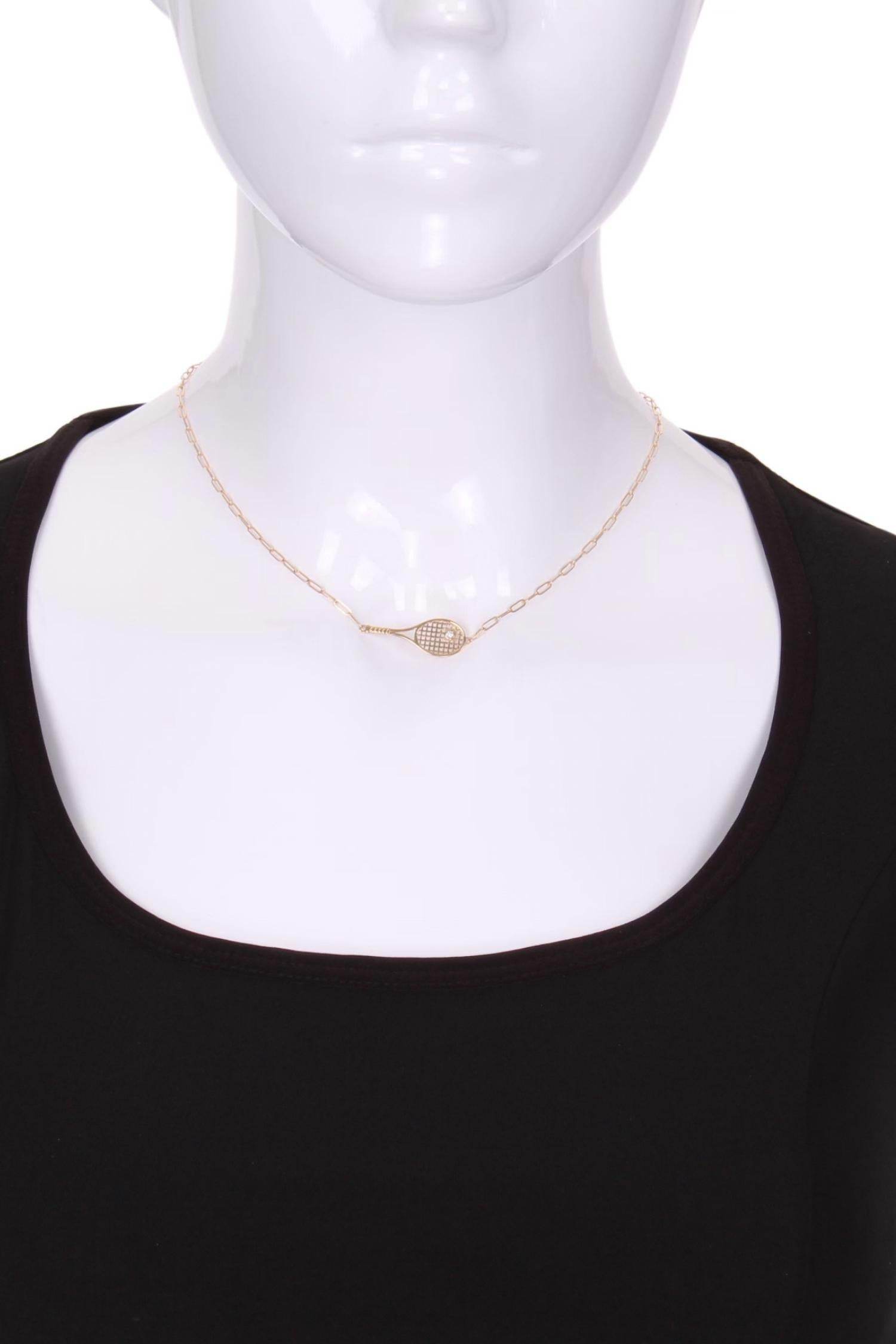 Love Love Tennis - Women's Gold Racket + Diamond Ball Necklace - Rack Hunt