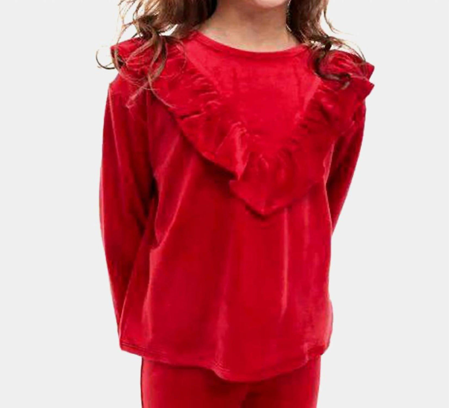 Girl's Very Velour Ruffle Tunic Top