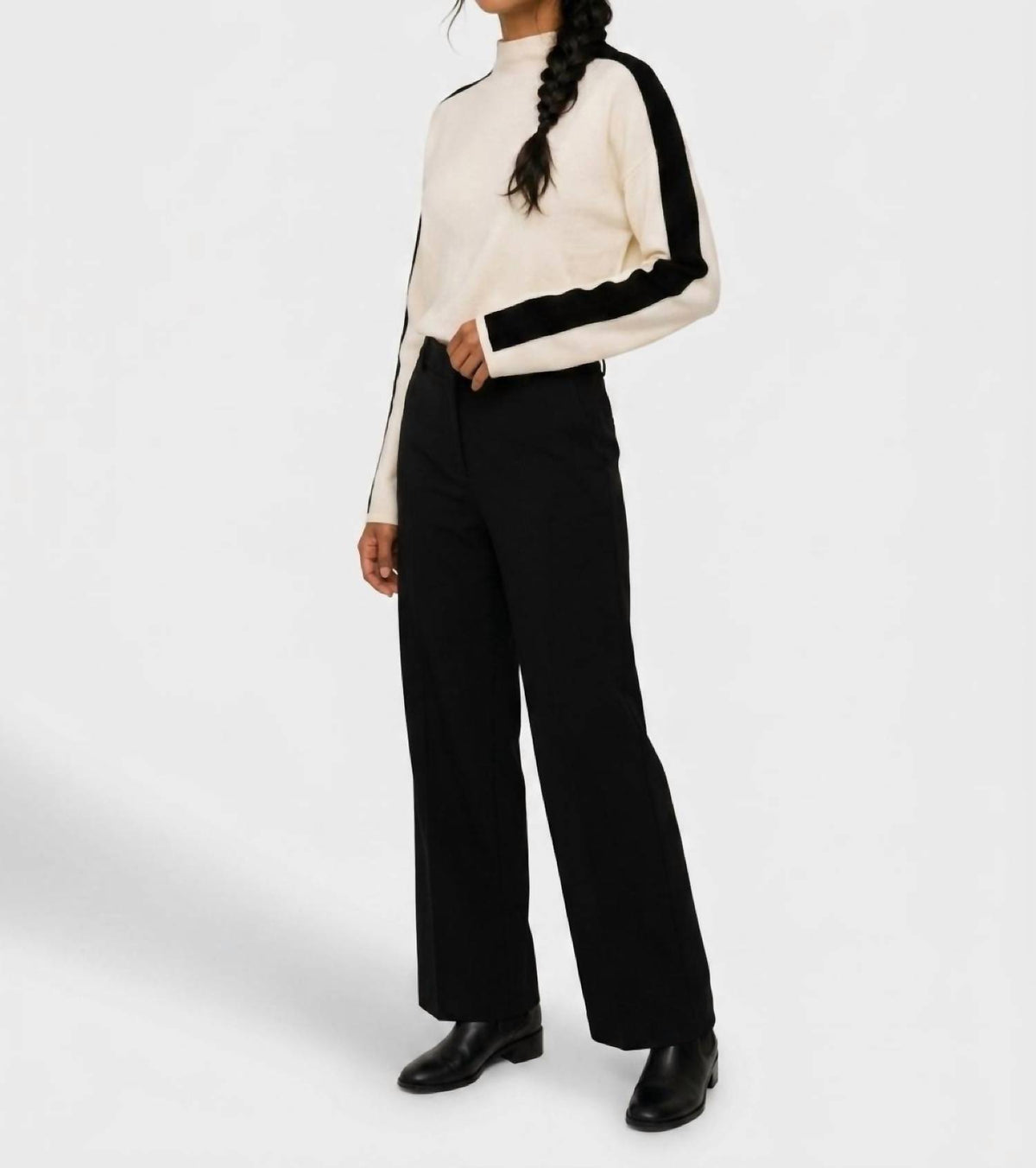 Colorblock Mock Neck Sweater