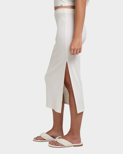 Cora Bay Solid Ribbed Midi Skirt