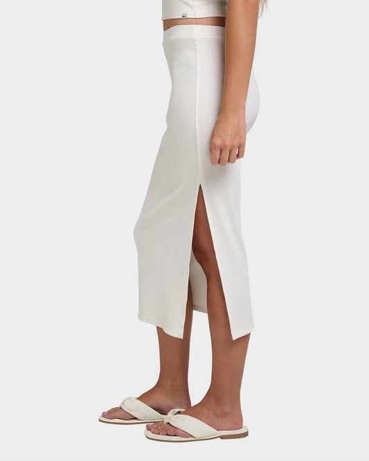 Quicksilver Women's Cora Bay Solid Ribbed Midi Skirt in White - view 2