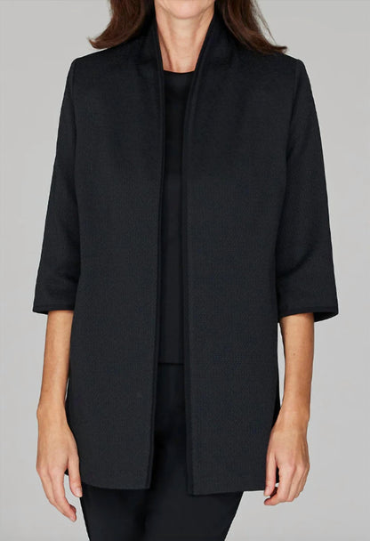 Pique High Neck Jacket with Bias Trim