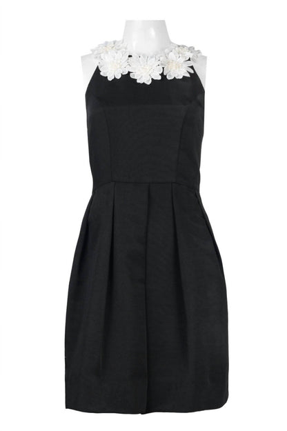Sleeveless Flower Applique Ottoman Dress