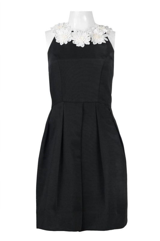 Sleeveless Flower Applique Ottoman Dress