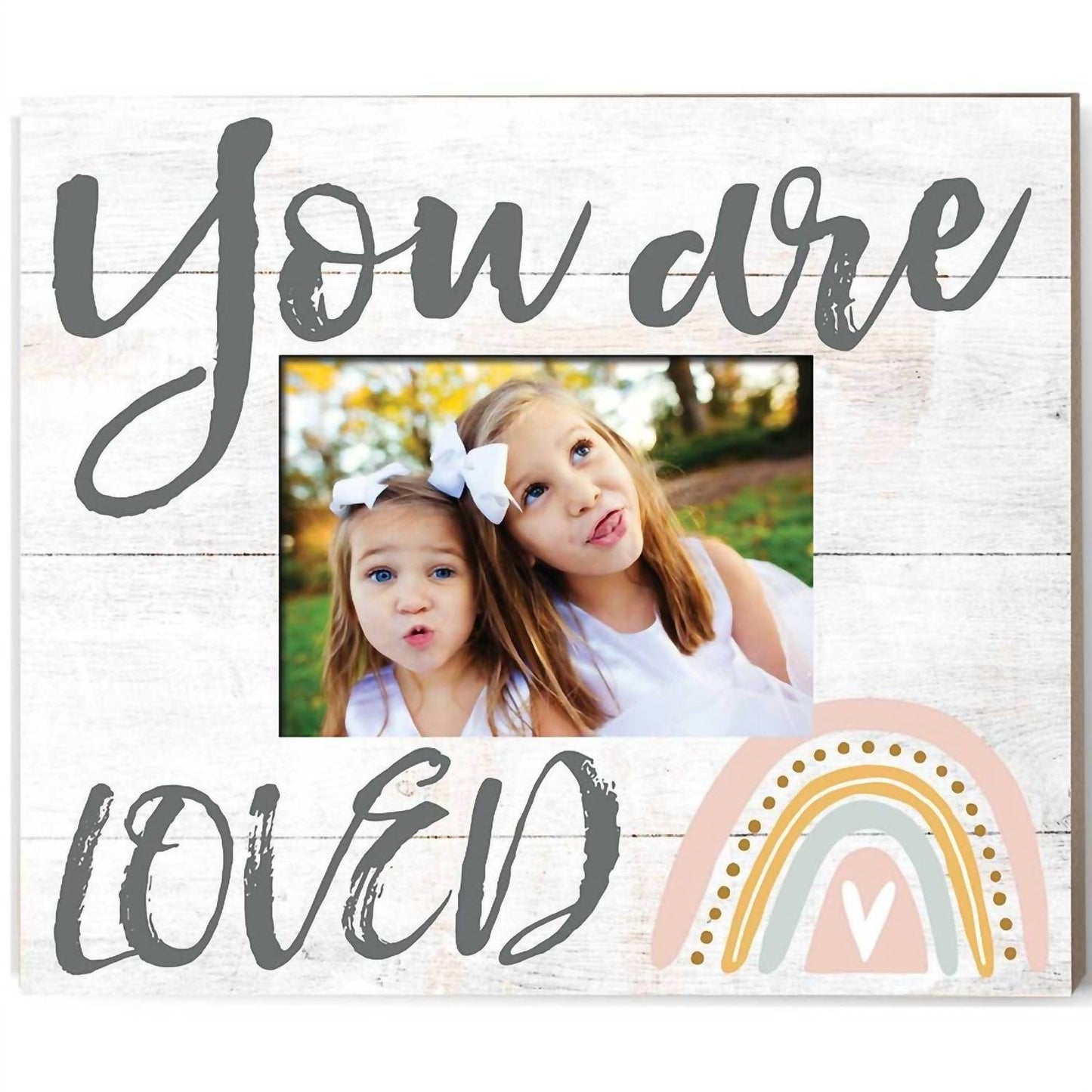 Kindred Hearts - You are Loved Rainbow Weathered Slat Photo Frame - Rack Hunt -