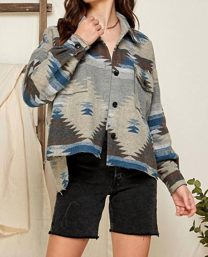 Aztec Print Shacket - Plus
