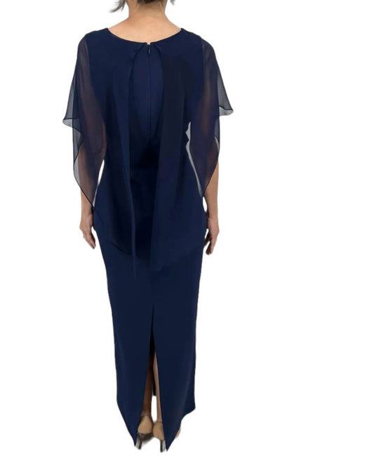 Silk Gown with Chiffon High Low Caplet