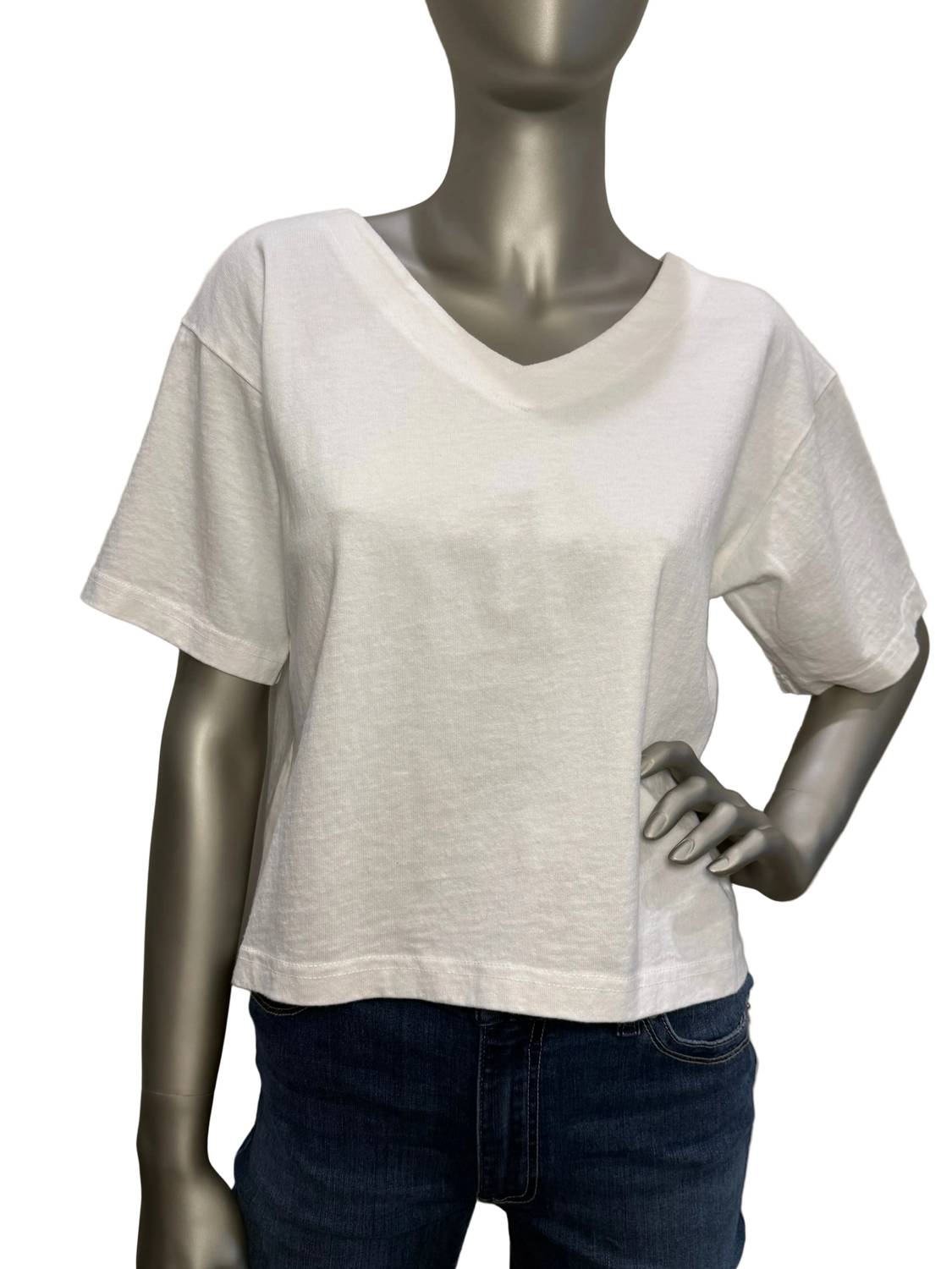 V-neck Short Sleeve Crop Tee