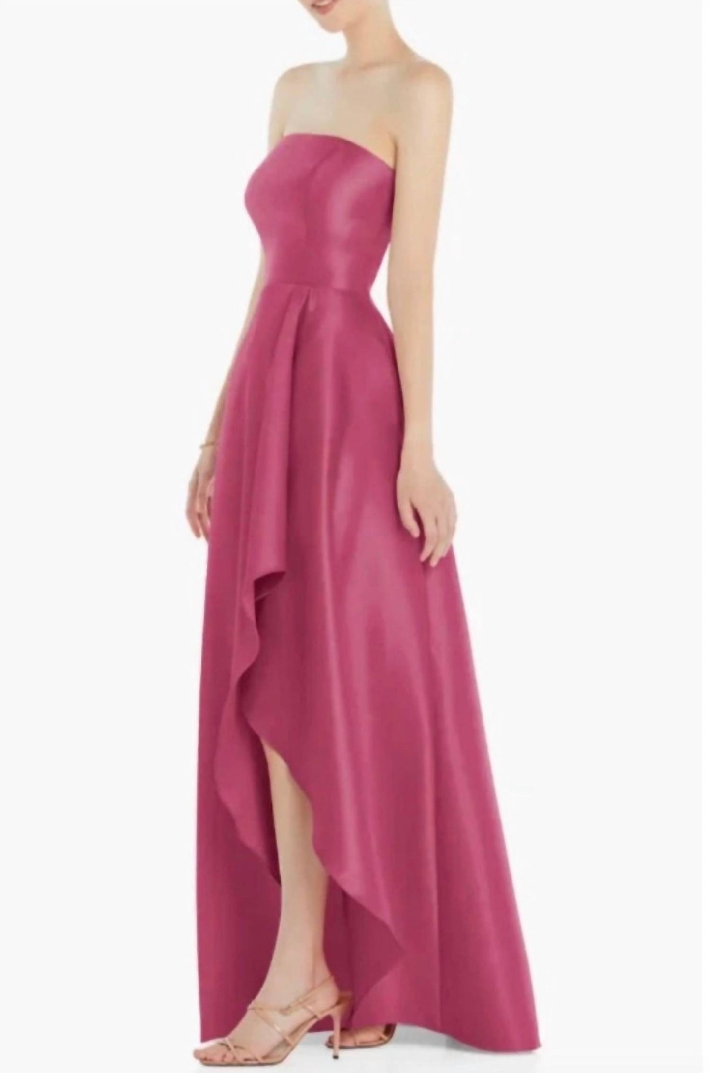 Strapless Satin High Low Formal Dress