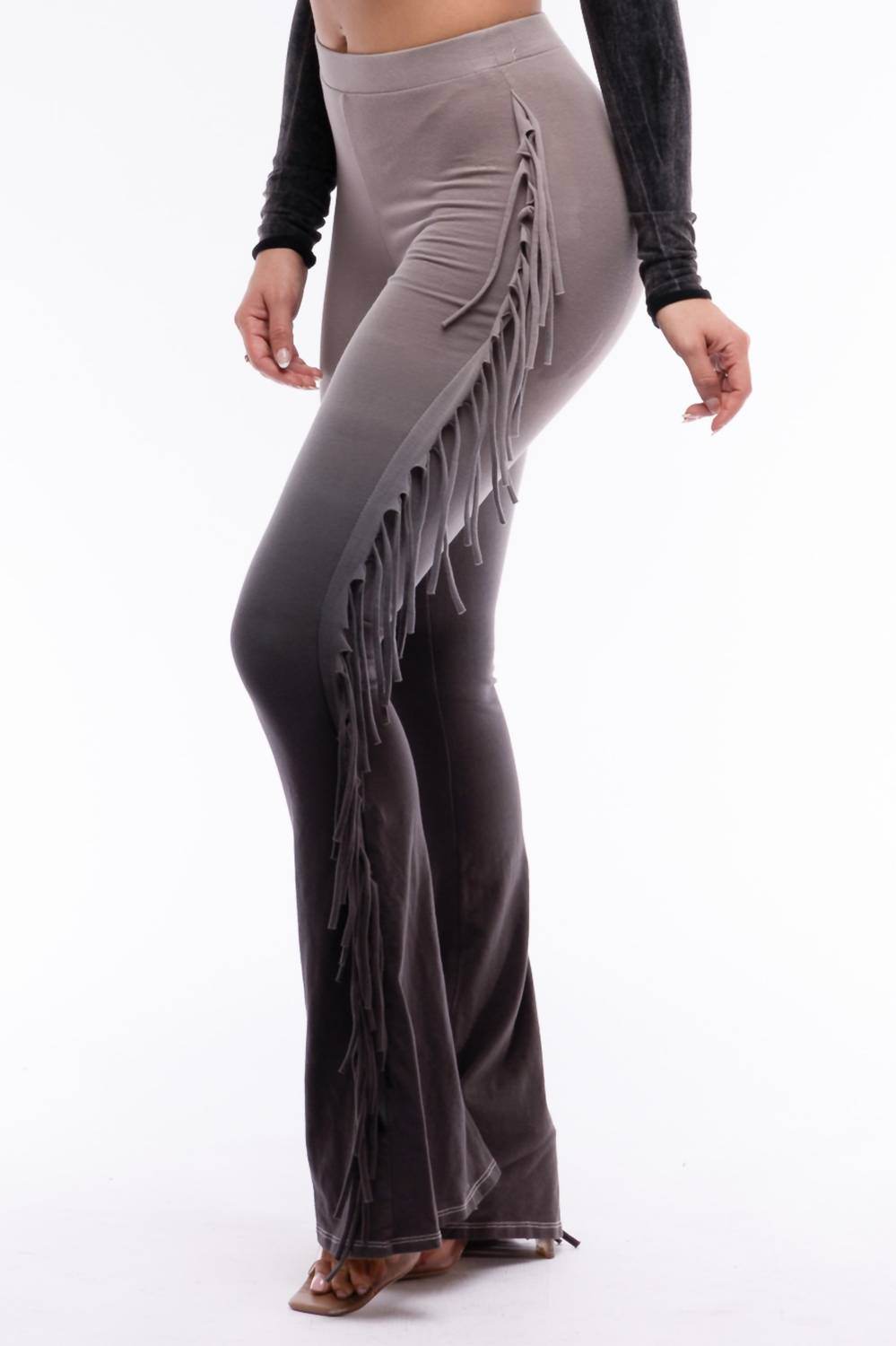 K TOO - Women's Dip Wash Fringe Flared Pants - Rack Hunt -