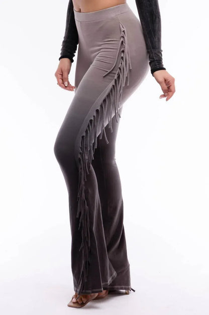K TOO - Women's Dip Wash Fringe Flared Pants - Rack Hunt