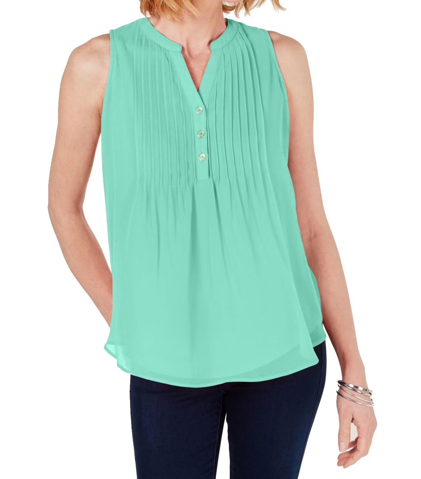 Sleeveless Pintuck Blouse