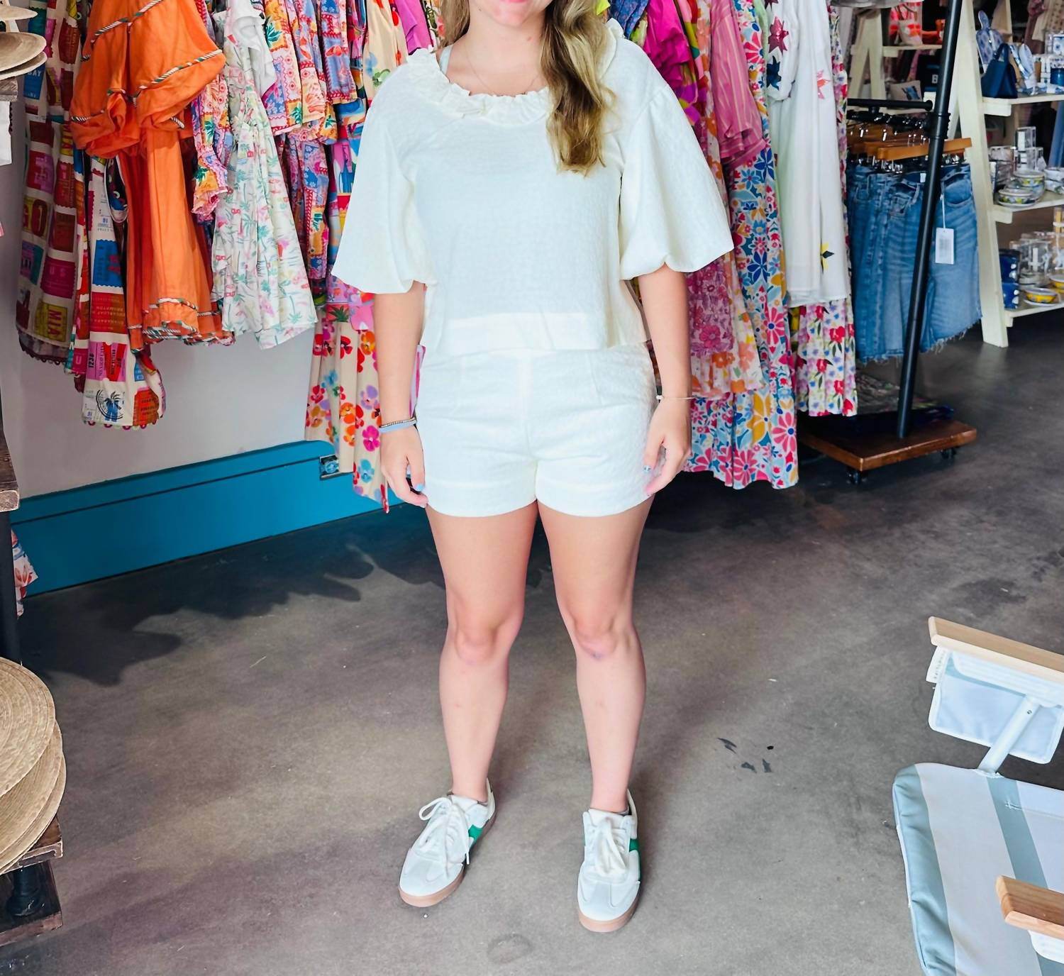 Reminiscence - Textured High Waist Shorts - Rack Hunt -