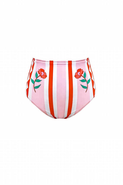 Jungle Rose Reversible Bandeau And High Waist Bikini Set