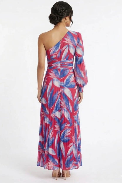 Pleated One-shoulder Maxi Dress