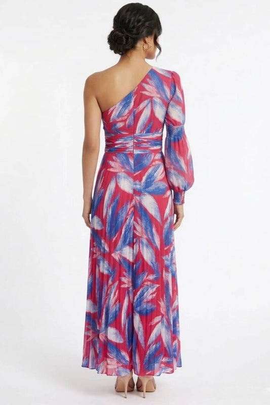 Pleated One-shoulder Maxi Dress