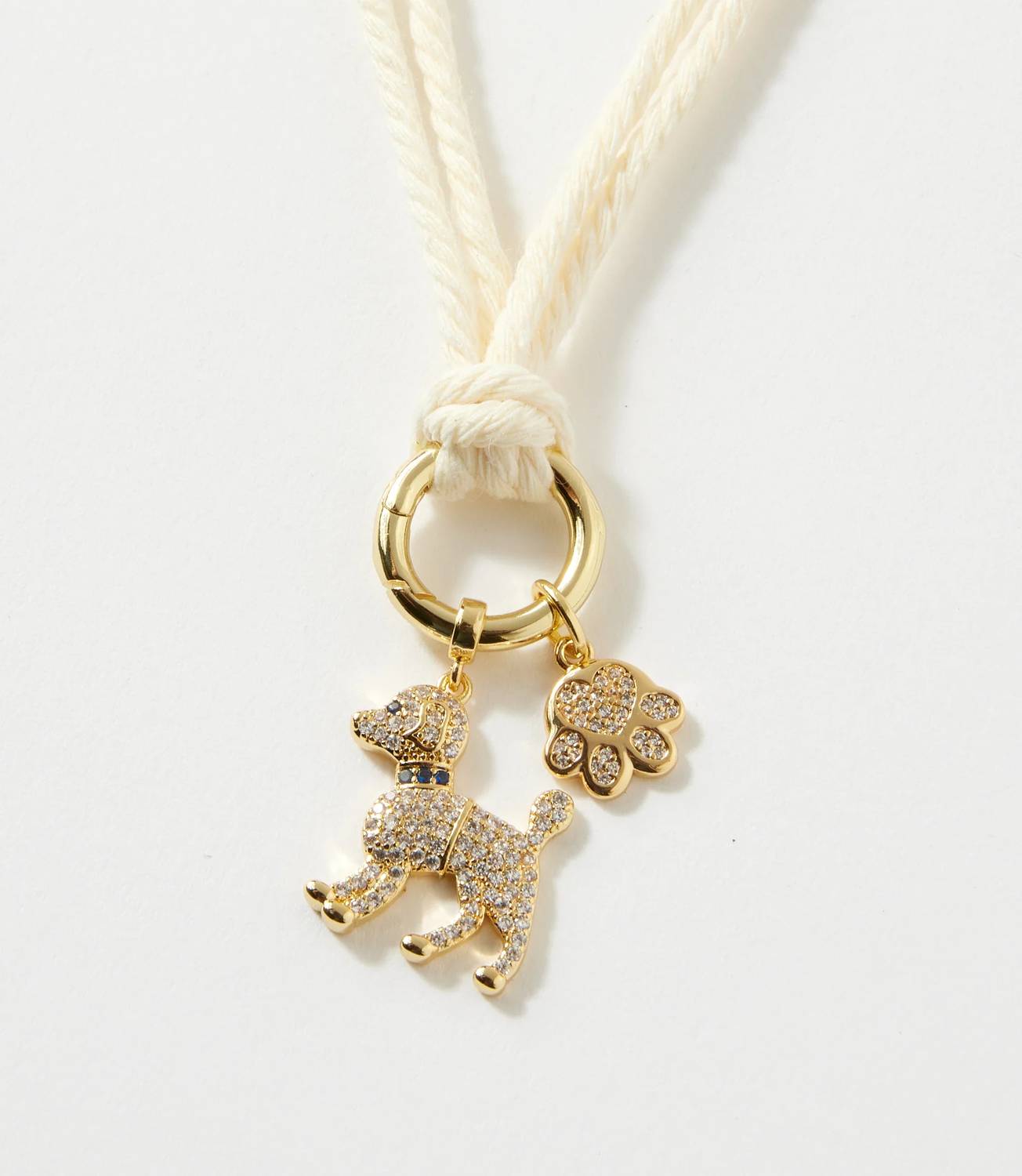 Women's Pavé Dog And Paw Cord Necklace