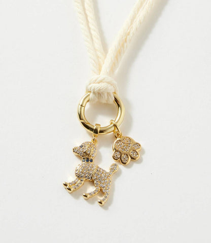 Women's Pavé Dog And Paw Cord Necklace