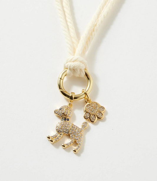 Women's Pavé Dog And Paw Cord Necklace