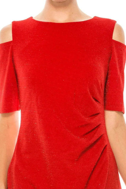 ILE Clothing - Side Pleat Cold Shoulder Sheath Dress - Rack Hunt