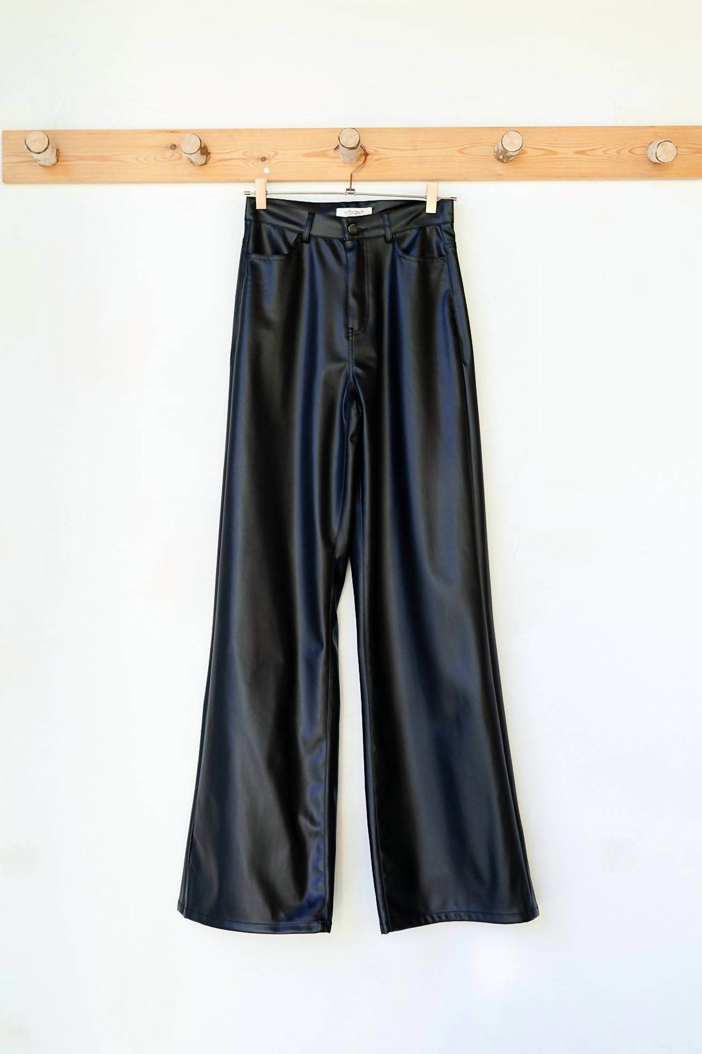 VIBRANT - Destiny Vegan Leather Wide Leg Pants - Rack Hunt -