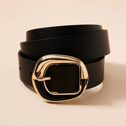 Women's Two Tone Faux Leather Metal Belt