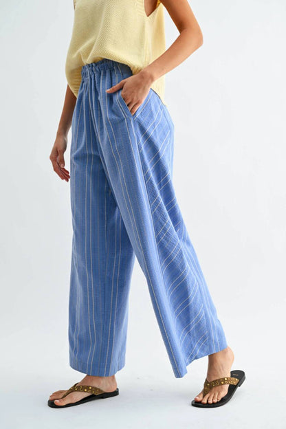 Pinstripe Wide-leg Trousers