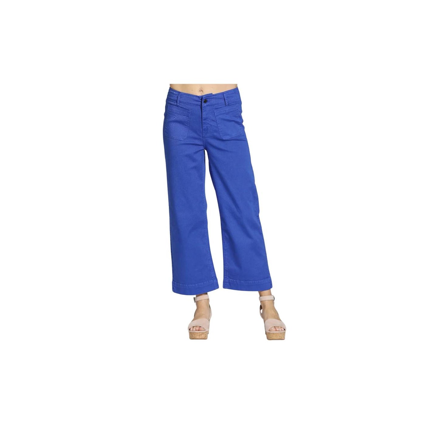 Cropped Wide Leg Pant With Patch Pockets