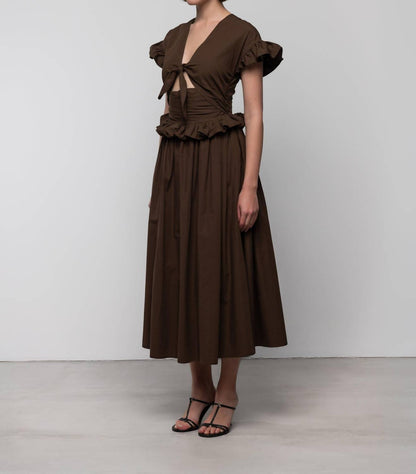Tiered Cotton Bow Maxi Dress