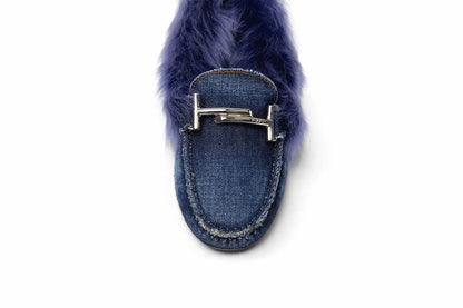 Women's Gommini Maxi Fur-lined Denim Loafers