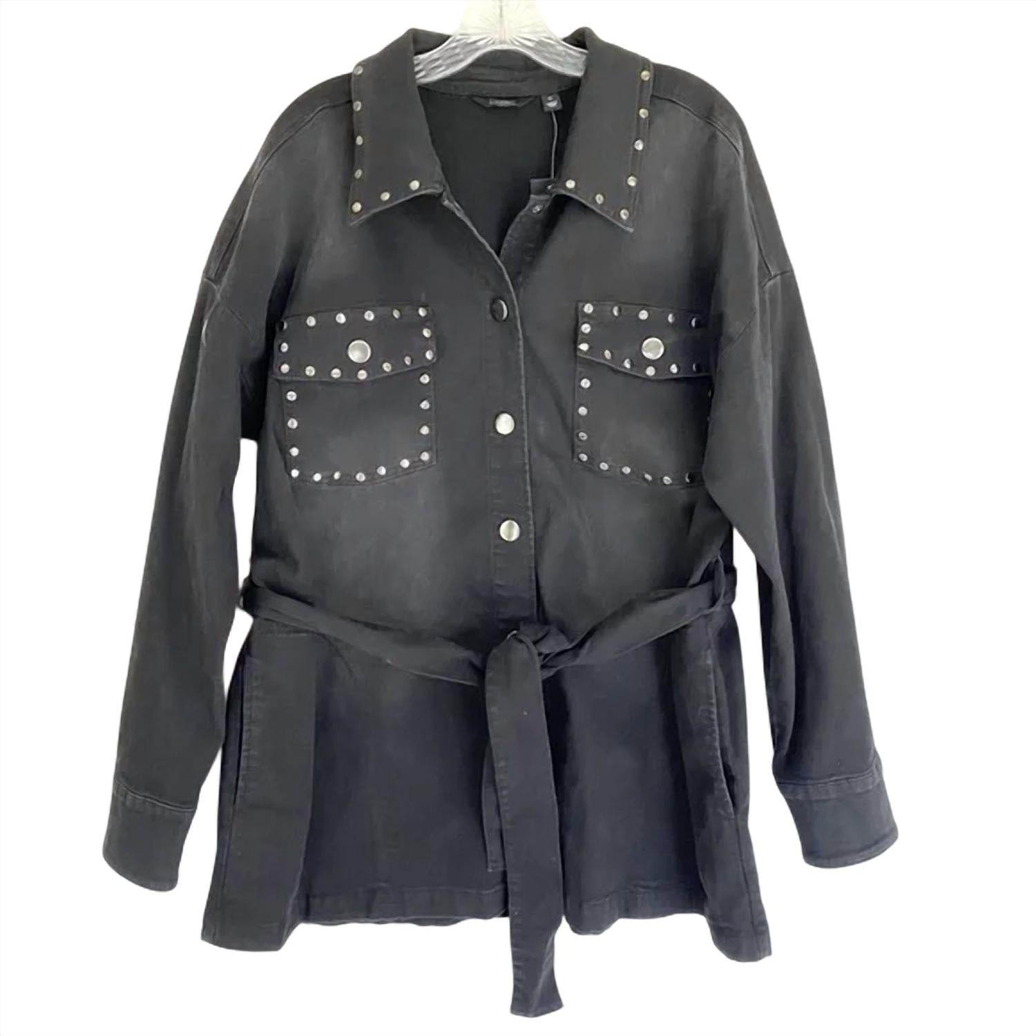 G by Giuliana - EcoChic Denim studded Jacket - Rack Hunt -