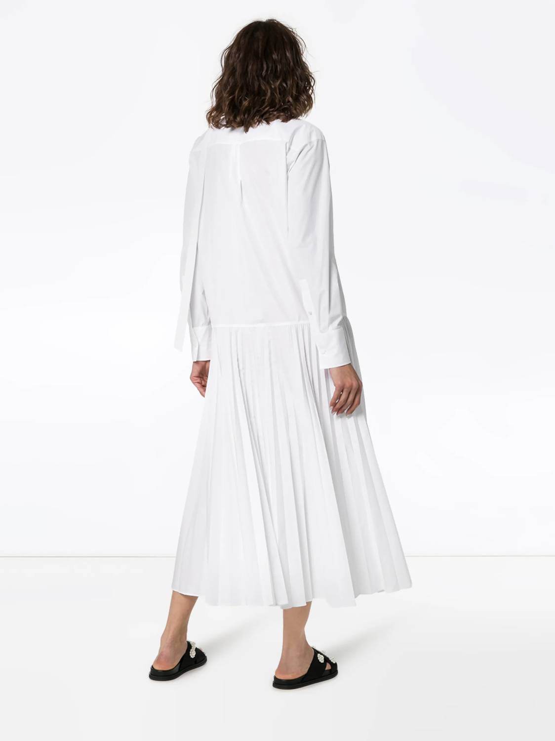 Valentino - Pleated Cotton Blend Poplin Dress - Rack Hunt