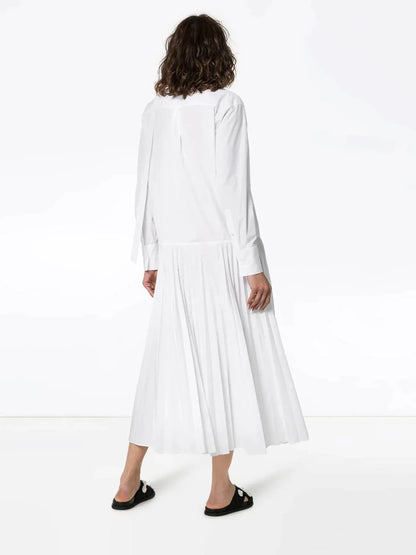 Valentino - Pleated Cotton Blend Poplin Dress - Rack Hunt