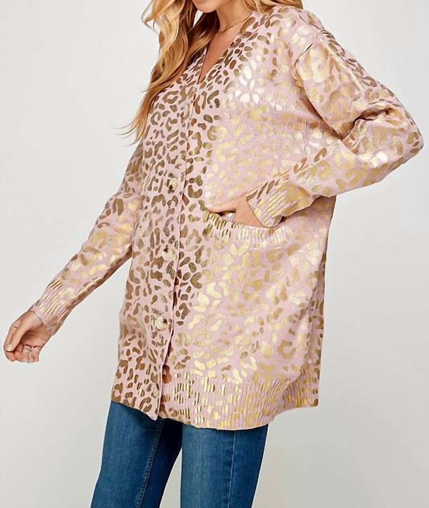 Foil Animal Print Long Cardigan