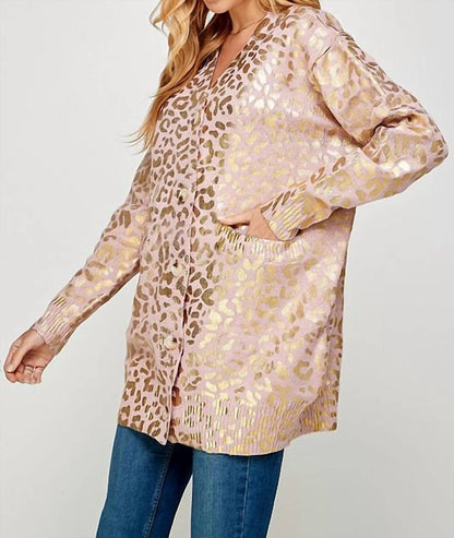 Foil Animal Print Long Cardigan