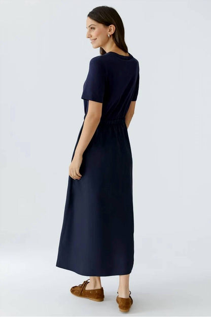 Tie Waist Short Sleeve Midi Dress