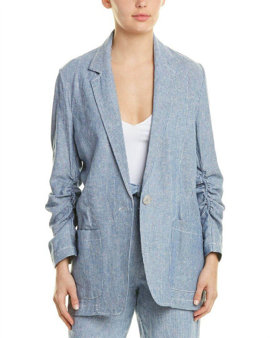 Max Studio - Striped Linen Blend One-Button Blazer - Rack Hunt -