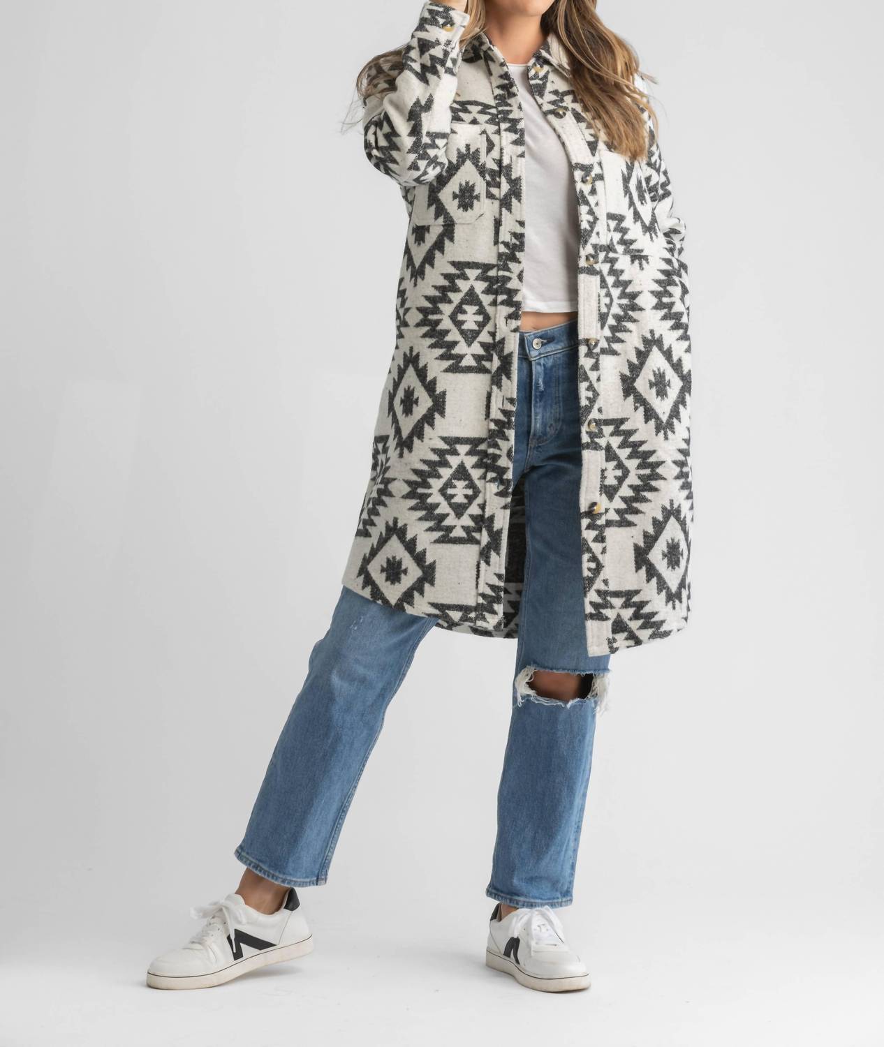 Faux Wool Long Coat