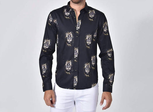 Electric Lion Button Down Print Shirt