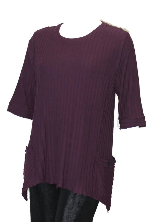 Women's Asymmetrical Textured Rib Knit Cotton Top
