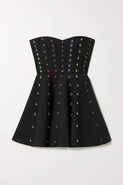 Valentino - Strapless Crystal-embellished Wool And Silk-blend Mini Dress - Rack Hunt