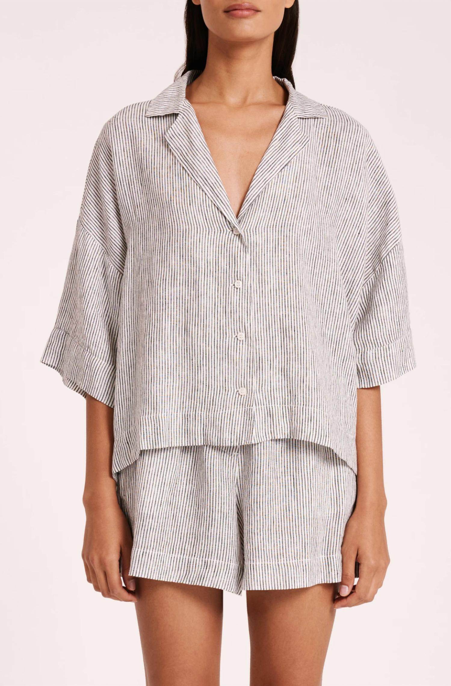 Nude Lucy - Lounge Stripe Linen Shirt - Rack Hunt