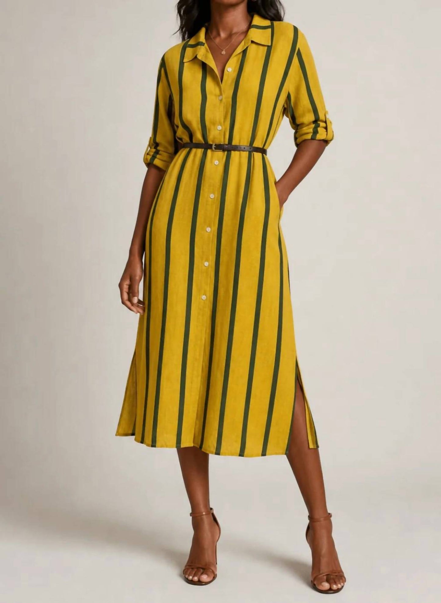 Pure Linen Button Down Dress