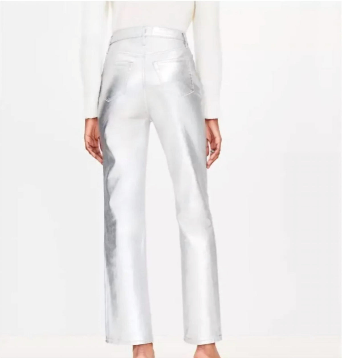 Coated High Rise Straight Leg Jeans