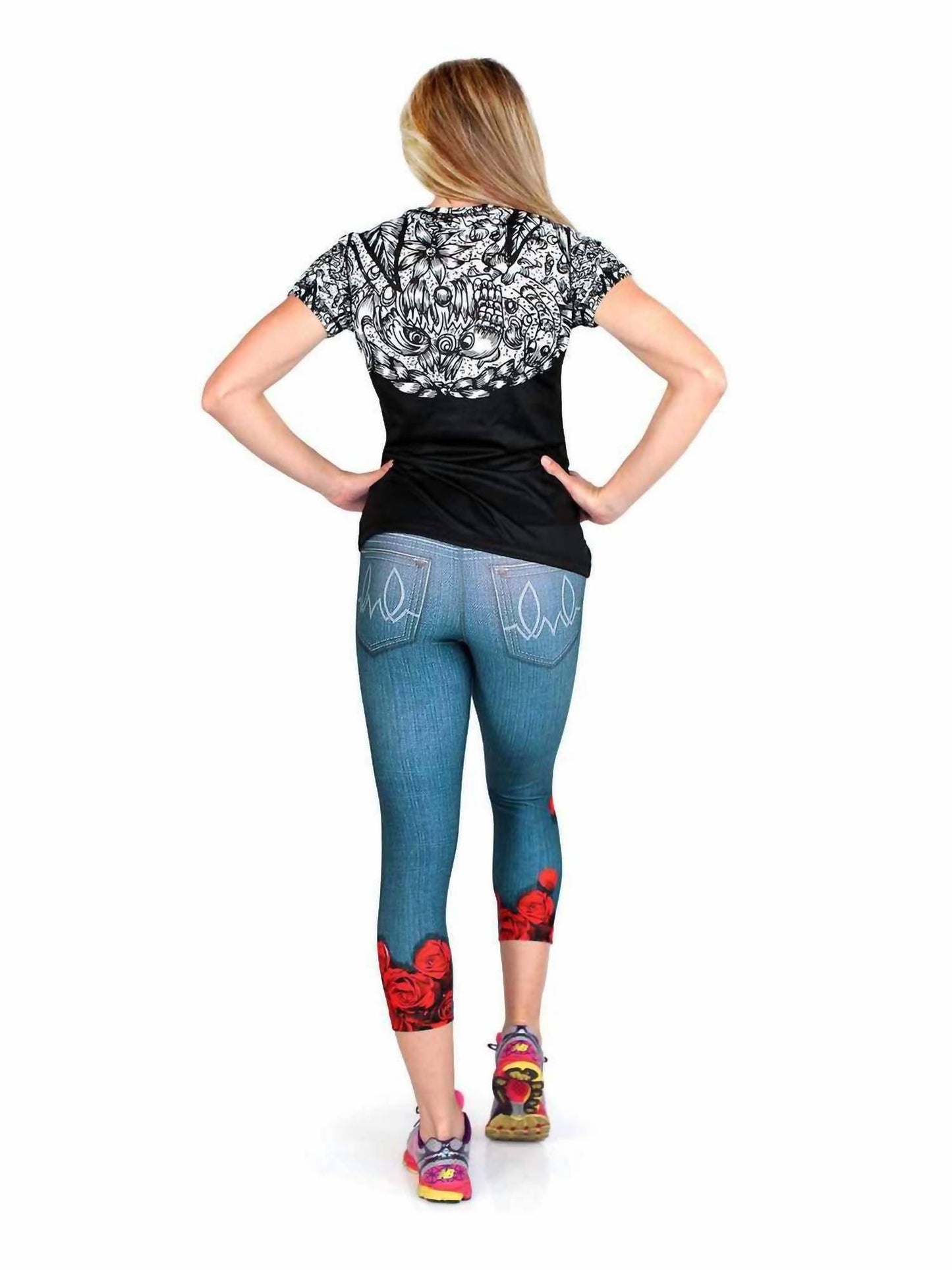 Women's Skull And Rose Tech Shirt
